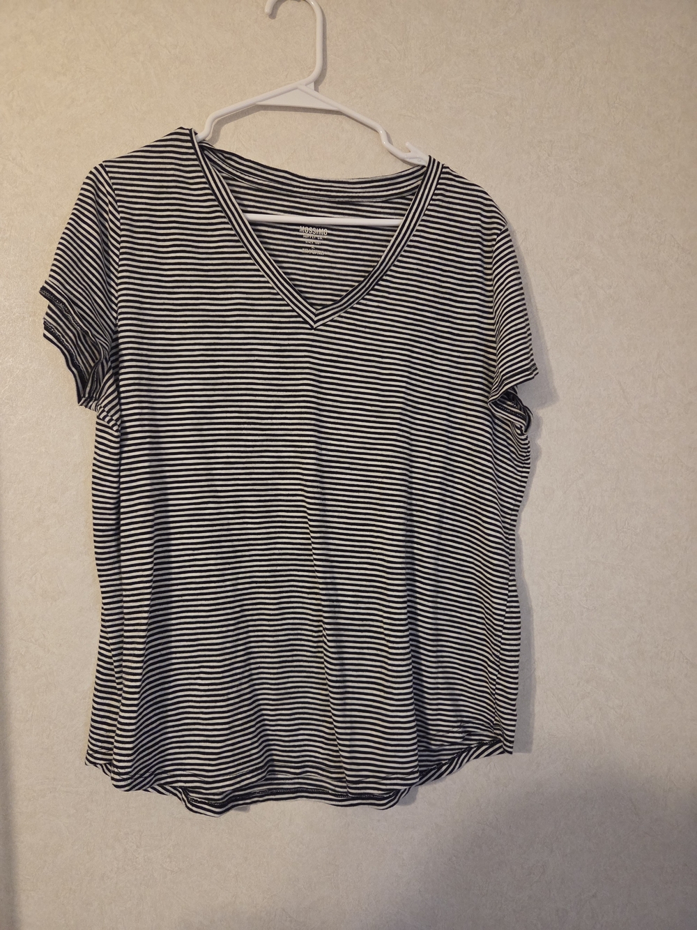 Mossimo Supply Co. Black & White Striped V-Neck Tee